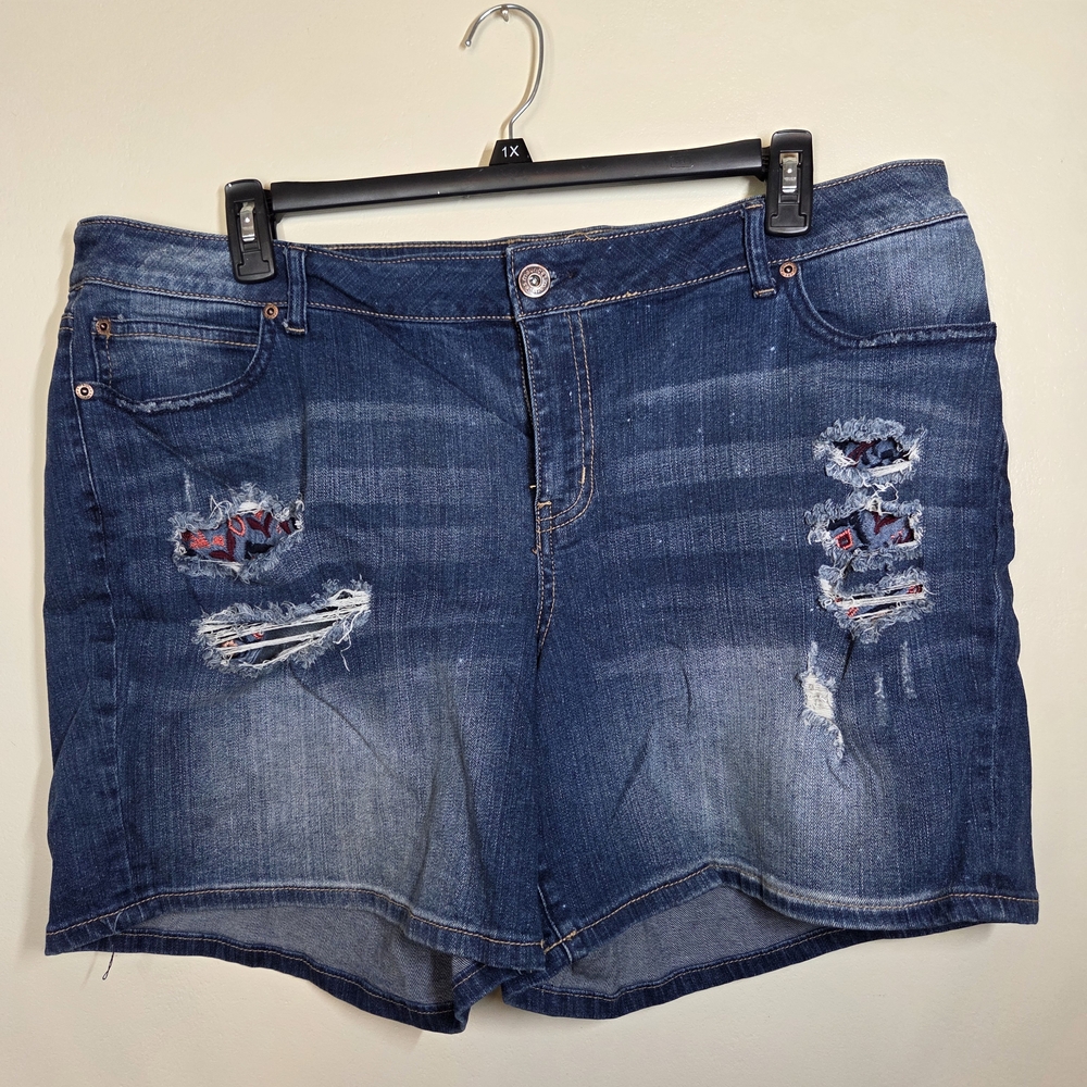 Maurices Blue Distressed Jean Shorts